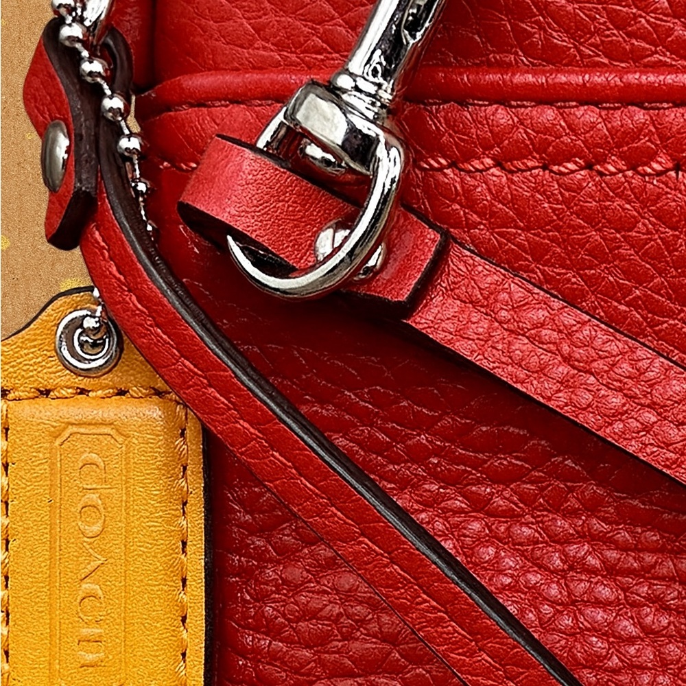COACH Park Leather Medium Wristlet | Red & Silver | NWOT | MSRP $110 | 9” x 5” - Picture 3 of 6